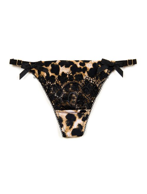 Calcinha fio dental com aplicação de bordado importado