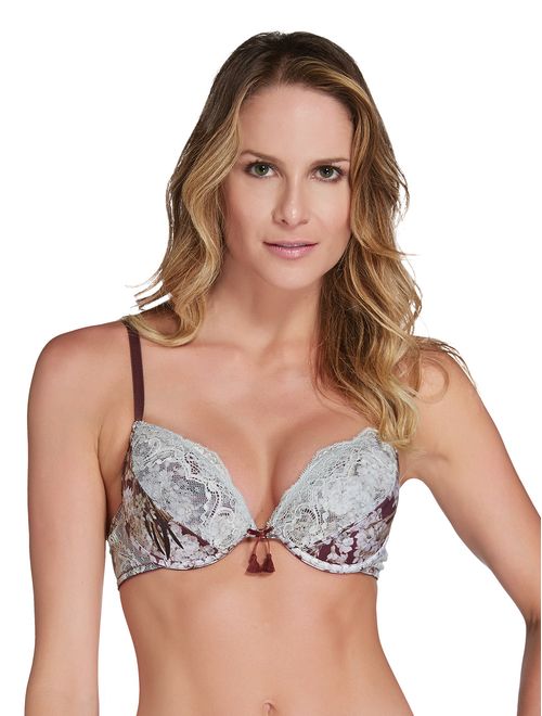 Sutiã push up com bojo de espuma em microfibra e renda