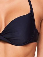 Top Meia Taça + Tanga Com Cós Duplo Lisos Marinho Agua Doce