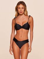 Top Meia Taça + Tanga Lateral Média Lisos Básicos Preto Agua Doce