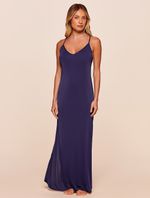 Vestido Longo Lisos Saídas Marinho Agua Doce