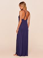 Vestido Longo Lisos Saídas Marinho Agua Doce