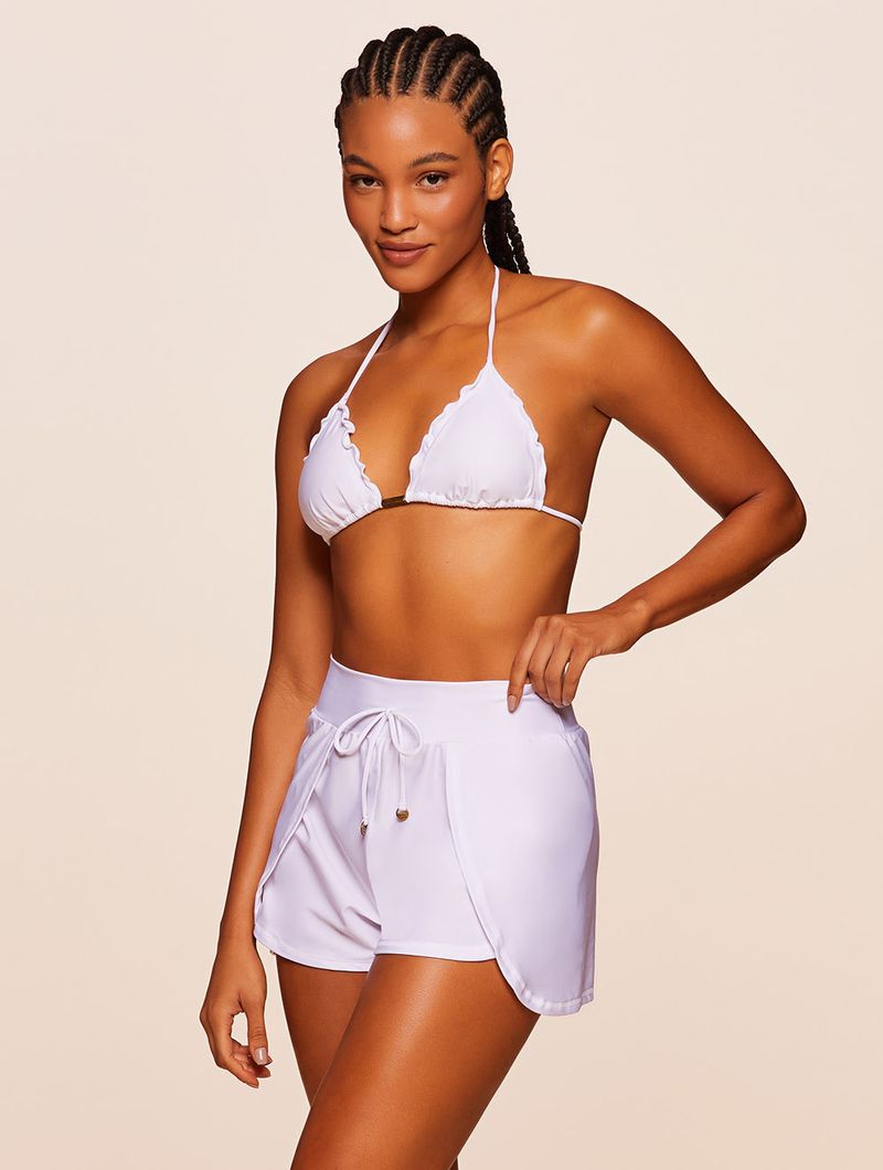 Shorts Com Transpasse Lisos Saídas Branco Água Doce