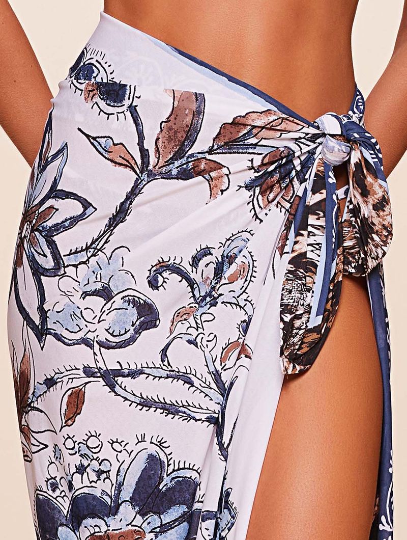 Canga Estampada Savannah Branco Agua Doce