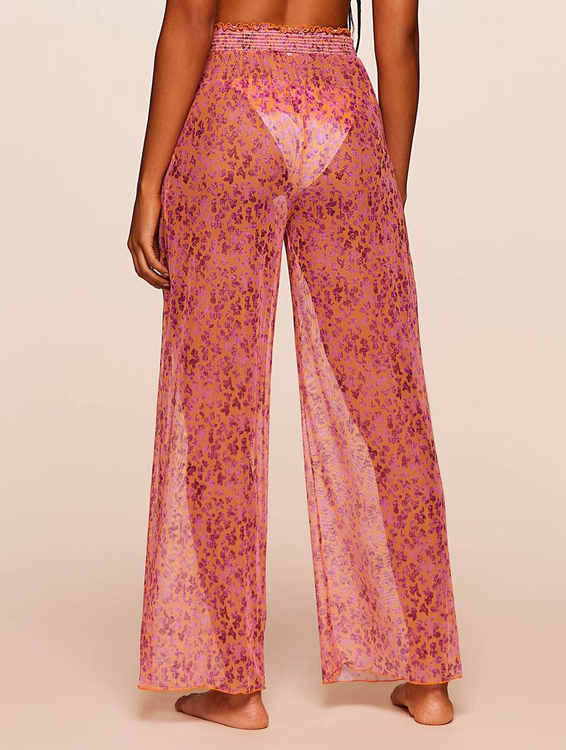Calça Pantalona Estampada Sunny  Laranja Agua Doce