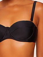 Top Meia Taça + Tanga Faixa Lisos Preto Agua Doce