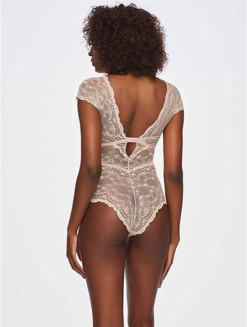 Body em Renda com Manga Curta Pétala