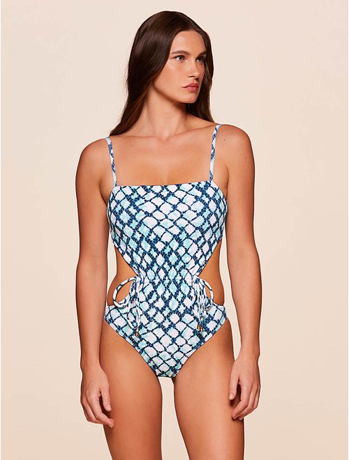 Maiô Decote Reto Estampado Aquamarine