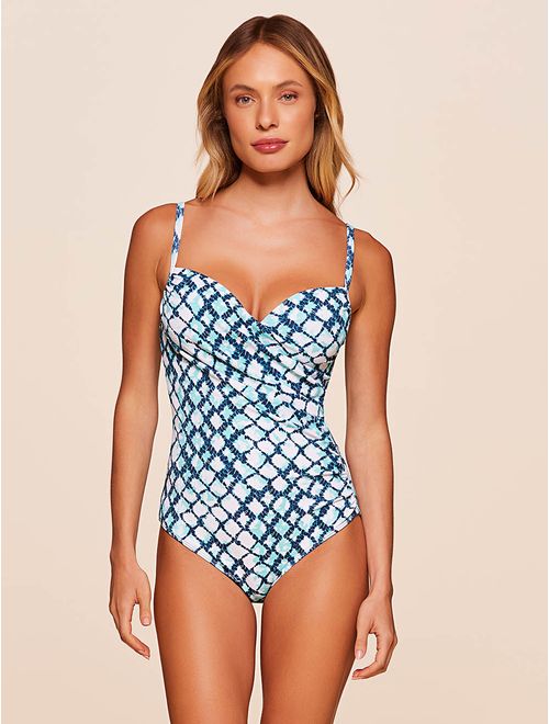 Maiô Meia Taça Estampado Aquamarine