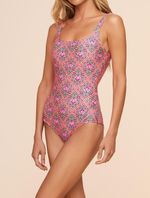 Maiô Básico Estampado Folk Rosa Água Doce