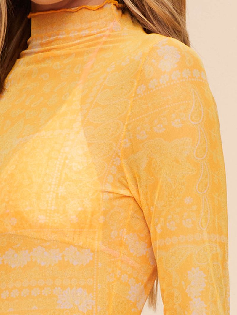 Vestido Curto Em Tule Memories Amarelo Agua Doce