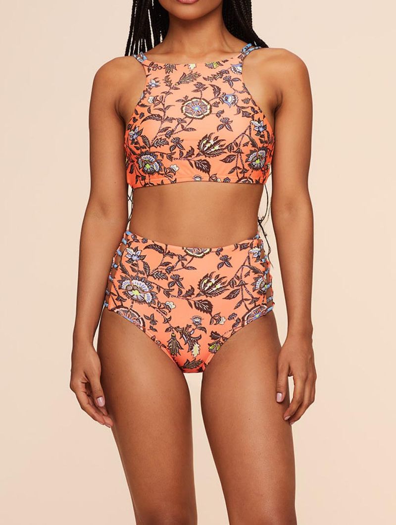 Biquini-Cropped-Estampado-Wild-Flower-Laranja-Agua-Doce