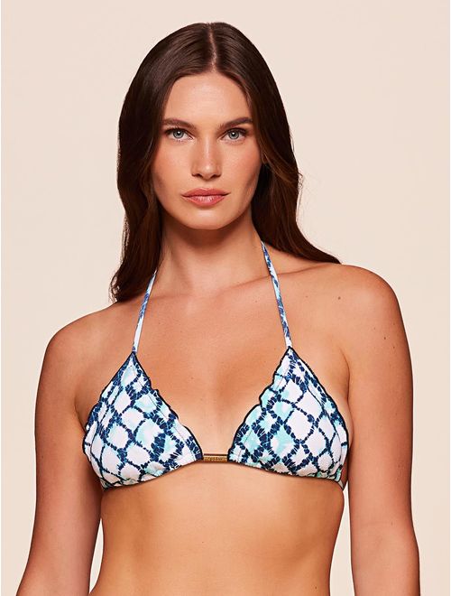 Top Cortininha Ruffle Estampado Aquamarine