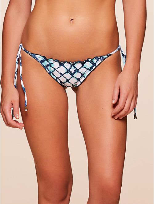 Tanga Amarradinha Ruffle Estampada Aquamarine
