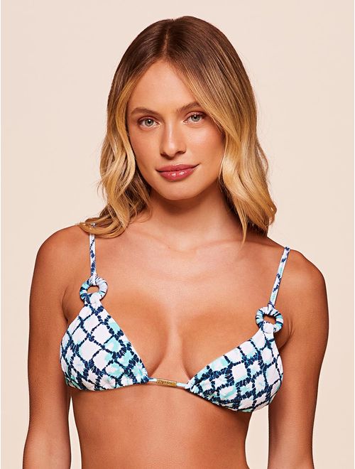 Top Cortininha Estampado Aquamarine