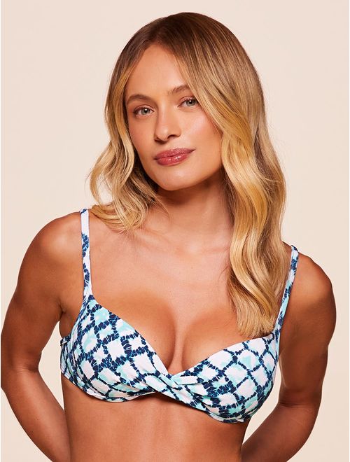 Top Meia Taça Estampado Aquamarine