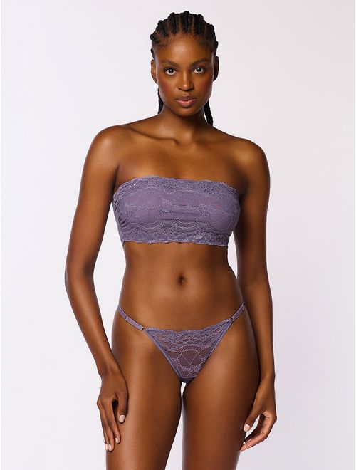 Top Faixa Tomara Que Caia + Calcinha String Fio Renda Essencial
