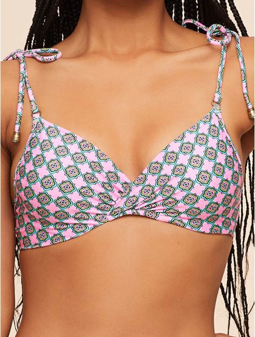 Top Meia Taça Estampado Vintage